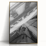 Art deco style poster of Barcelona scenery with gold frame, in muted earth tones, ideal for modern art wall decor.