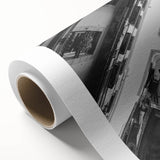 Art Deco poster of Barcelona skyline in pastel shades on rolled canvas, ideal for nursery wall art.