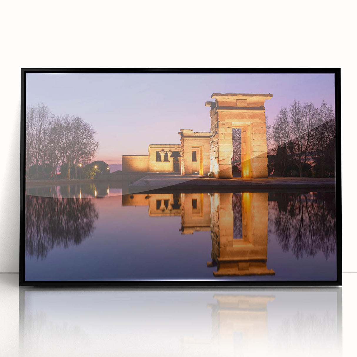 Large abstract wall art depicting Madrid's cityscape in muted grays and blues on a framed acrylic.