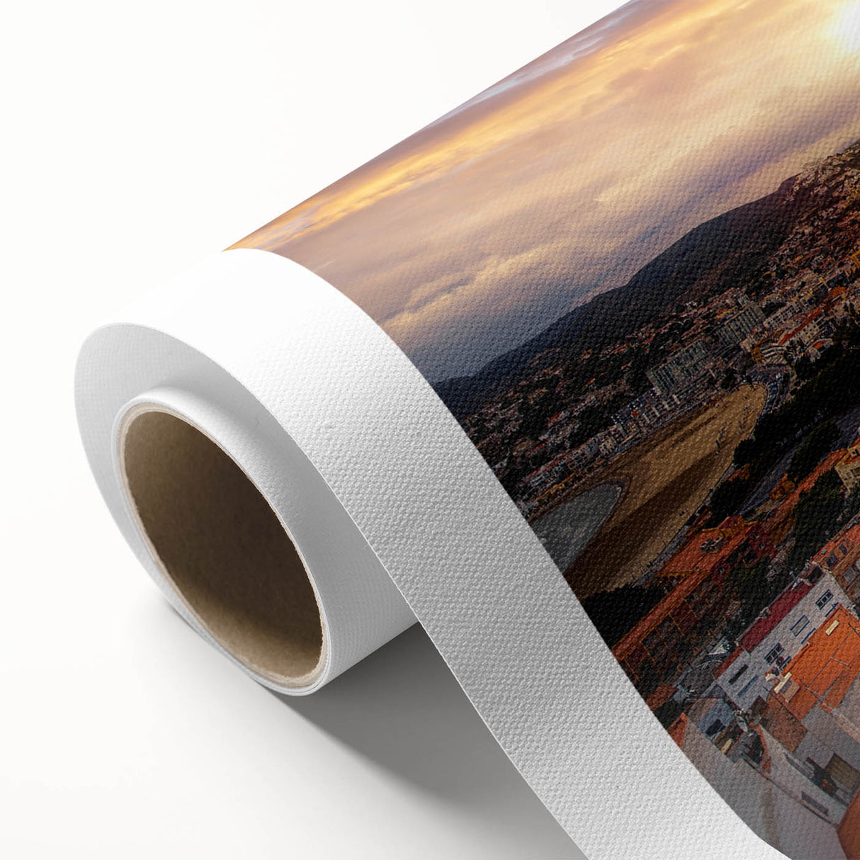 Art deco poster of Valencia scenery in pastel shades on rolled canvas, ideal for nursery wall art.