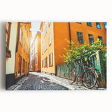 Black and white photograph of Stockholm on stretched canvas, ideal for kitchen wall art.