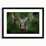 Extra large abstract art print of a colorful, textured European scenery on a black framed canvas.