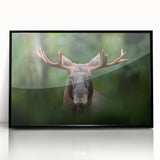 Large abstract wall art depicting a Swedish landscape in muted earth tones, framed in black acrylic.