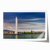 Rolled print of Geneva scenery with vibrant floral motifs, perfect for dining room wall art.