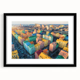 Extra large abstract art print depicting vibrant, colorful Ukrainian scenery on a textured canvas.