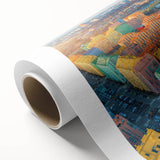 Art deco poster of a serene Ukrainian landscape in soft pastel colors on rolled canvas, ideal for nursery wall art.