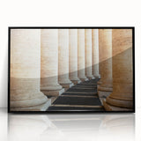 Large abstract wall art of the Vatican in muted earth tones on a framed acrylic, suited for modern living room decor.