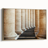 Framed canvas of a vintage-style landscape painting of the Vatican, featuring muted gold and black tones.
