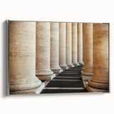 Landscape art painting of the Vatican with muted earth tones on a framed canvas, ideal for living room decor.