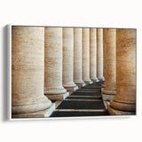 Vintage poster art of the Vatican on a framed canvas, featuring vibrant colors, ideal for living room decor.