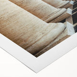 Art deco poster of the Vatican scenery on rolled canvas, featuring muted earth tones, ideal for dining room wall art.