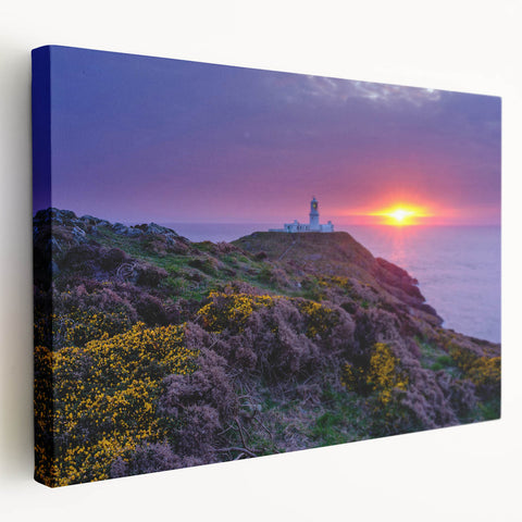 Welsh landscape on large stretched canvas, featuring rolling green hills and a cloudy sky, ideal for kitchen wall art.