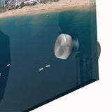 Large abstract wall art featuring the Acapulco scenery in vibrant colors on acrylic glass, ideal for dining room decor.