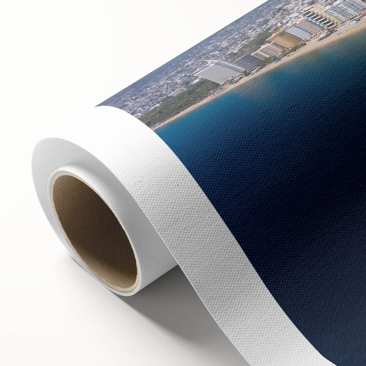 Art deco poster featuring a stylized Acapulco scenery in pastel colors on rolled canvas, ideal for nursery wall art.