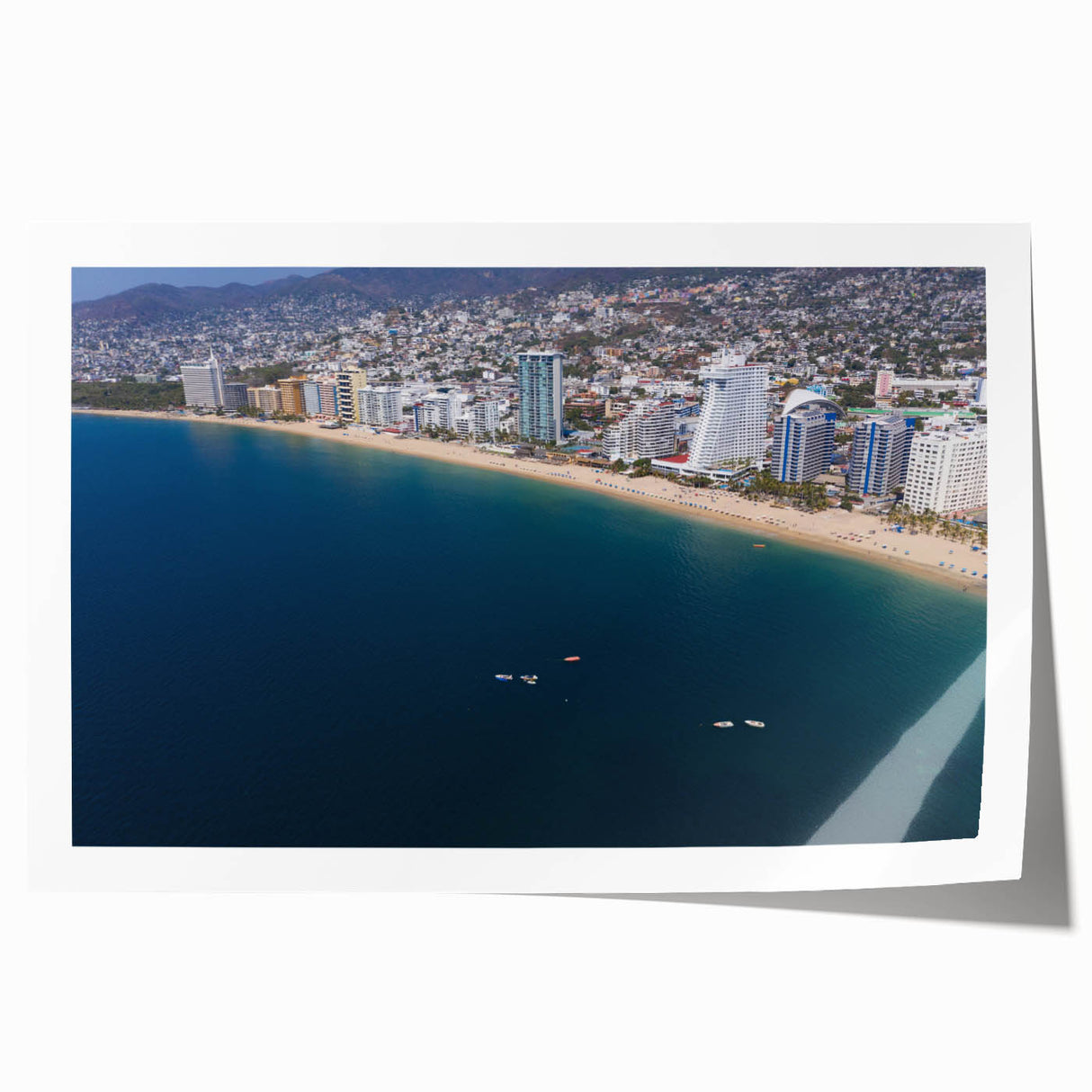 Rolled canvas print of Acapulco scenery with vibrant floral elements in a large format, ideal for dining room wall art.