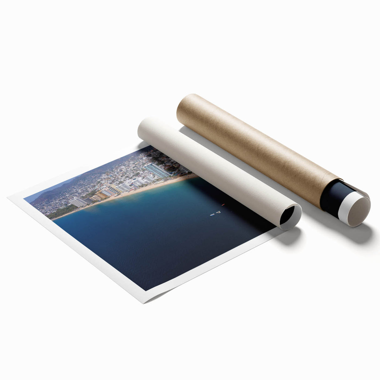 Extra large rolled print of Acapulco scenery with vibrant floral elements.