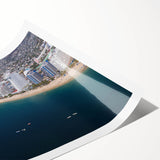 Extra large rolled print featuring line art flowers and Acapulco scenery in black and white.