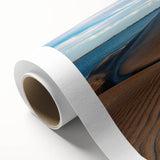 Art Deco poster of Baja California scenery on rolled canvas, using pastel colors, ideal for nursery wall art.