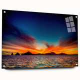 Acrylic print of Cabo San Lucas scenery with vivid blue and green tones, ideal for dining room decor.
