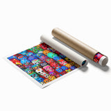 Extra large rolled print of Cancun scenery with vibrant floral elements, ideal for classy bathroom wall art.