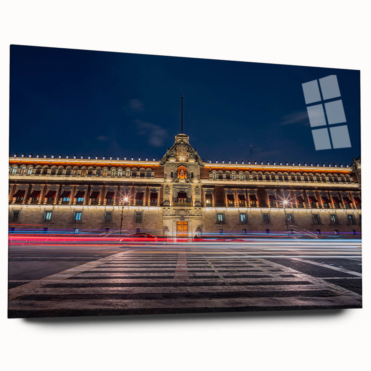 Acrylic print of a large abstract depiction of Mexico City in vibrant hues, ideal for bedroom or dining room art.