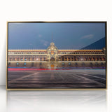 Acrylic print of Mexico City scenery in mid-century modernist style, framed in gold, suited for modern art wall decor.