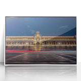 Acrylic print of Mexico City scenery in art deco style, framed in white, suitable for modern art wall decor.