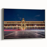 Framed canvas depicting a vintage-style Mexico City landscape in colorful hues, ideal for living room decor.