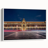 Vintage poster art of Mexico City in vibrant colors on a large framed canvas, ideal for living room decor.