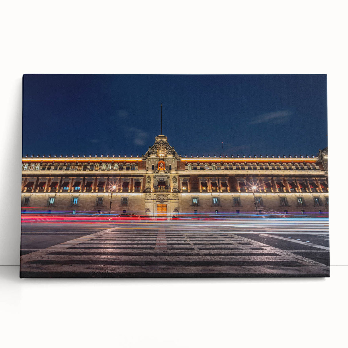 Black and white photograph of Mexico City skyline on large stretched canvas, ideal for kitchen wall art or bedroom.