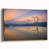 Framed canvas wall art featuring a vintage-style landscape painting of Oaxaca, Mexico, with muted earth tones.