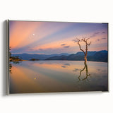 Framed canvas depicting a colorful Mexican landscape with vibrant green and blue tones.