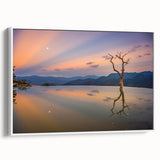 Vintage poster art of Oaxaca, Mexico scenery on a framed canvas, featuring colorful art in a black and white palette.