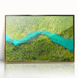 Framed acrylic print of Quintana Roo scenery in gold tones, ideal for modern art wall decor.