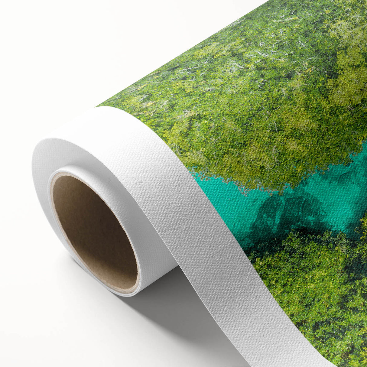 Art deco poster of Quintana Roo scenery in pastel shades on rolled canvas, ideal for nursery wall art.
