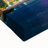 Black and white landscape art painting of Dubai skyline on stretched canvas, ideal for bedroom decor.