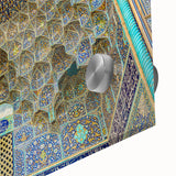 Large abstract wall art featuring a mid-century modernist style scene of the Middle East.