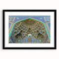 Abstract art print depicting a colorful, textured scenery of the Middle East on a large framed canvas.