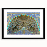 Abstract art print depicting a colorful, textured scenery of the Middle East on a large framed canvas.