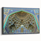 Black and white framed canvas depicting a vintage landscape scene of Iran, ideal for bedroom wall art.