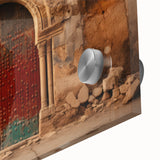 Large abstract wall art depicting a Middle Eastern Iraqi scenery in muted earth tones, printed on acrylic glass.