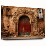 Large abstract wall art depicting a Middle Eastern Iraqi landscape in muted earth tones on acrylic glass.