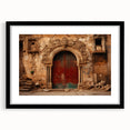 Extra large textured abstract art print of a colorful Middle Eastern scenery on a black framed canvas.