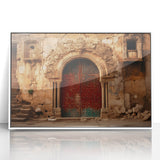 Framed acrylic print of a Middle Eastern cityscape in muted earth tones, ideal for modern art wall decor.