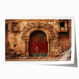 Rolled print of a Middle Eastern landscape with vivid blue and earth tones, ideal for art wall dining room.