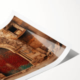 Extra large wall art featuring line art flowers in subtle earth tones on rolled print, suitable for large living room decor.