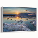 Vintage poster art of the Dead Sea with colorful palette on extra large framed canvas, suitable for living room decor.