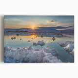 Black and white photo of the Dead Sea on stretched canvas, ideal for kitchen wall art.