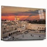 Acrylic print of Jerusalem scenery in muted earth tones, ideal for dining room art.