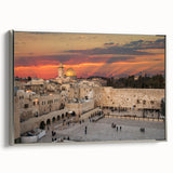 Framed canvas of Jerusalem landscape in muted earth tones, ideal for living room or office decor.